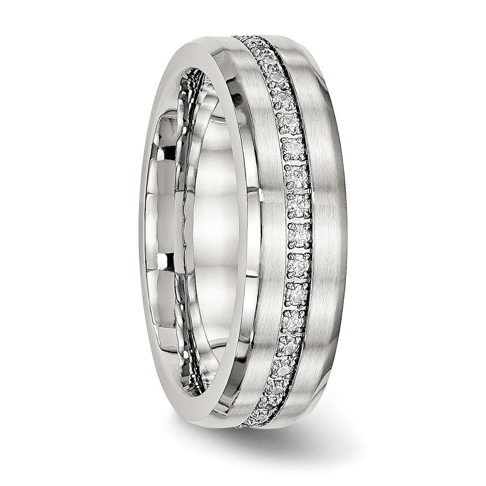 Chisel Stainless Steel Brushed and Polished with CZ 6.5mm Band