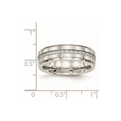 Chisel Stainless Steel Brushed and Polished with CZ 6.5mm Band