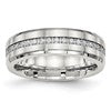 Chisel Stainless Steel Brushed and Polished with CZ 6.5mm Band