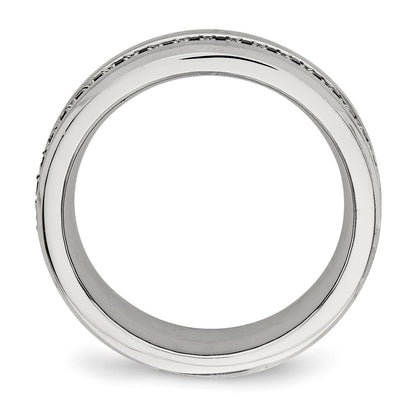 Chisel Stainless Steel Brushed and Polished Black CZ 6.5mm Band