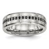 Chisel Stainless Steel Brushed and Polished Black CZ 6.5mm Band