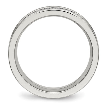 Chisel Stainless Steel Polished with CZ 6.5mm Band