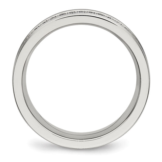 Chisel Stainless Steel Polished with CZ 6.5mm Band