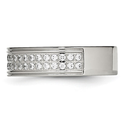 Chisel Stainless Steel Polished with CZ 6.5mm Band
