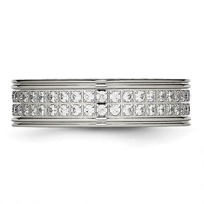 Chisel Stainless Steel Polished with CZ 6.5mm Band