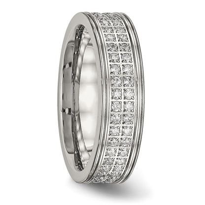 Chisel Stainless Steel Polished with CZ 6.5mm Band