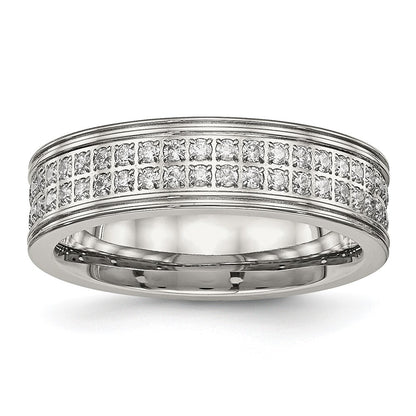Chisel Stainless Steel Polished with CZ 6.5mm Band