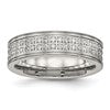 Chisel Stainless Steel Polished with CZ 6.5mm Band