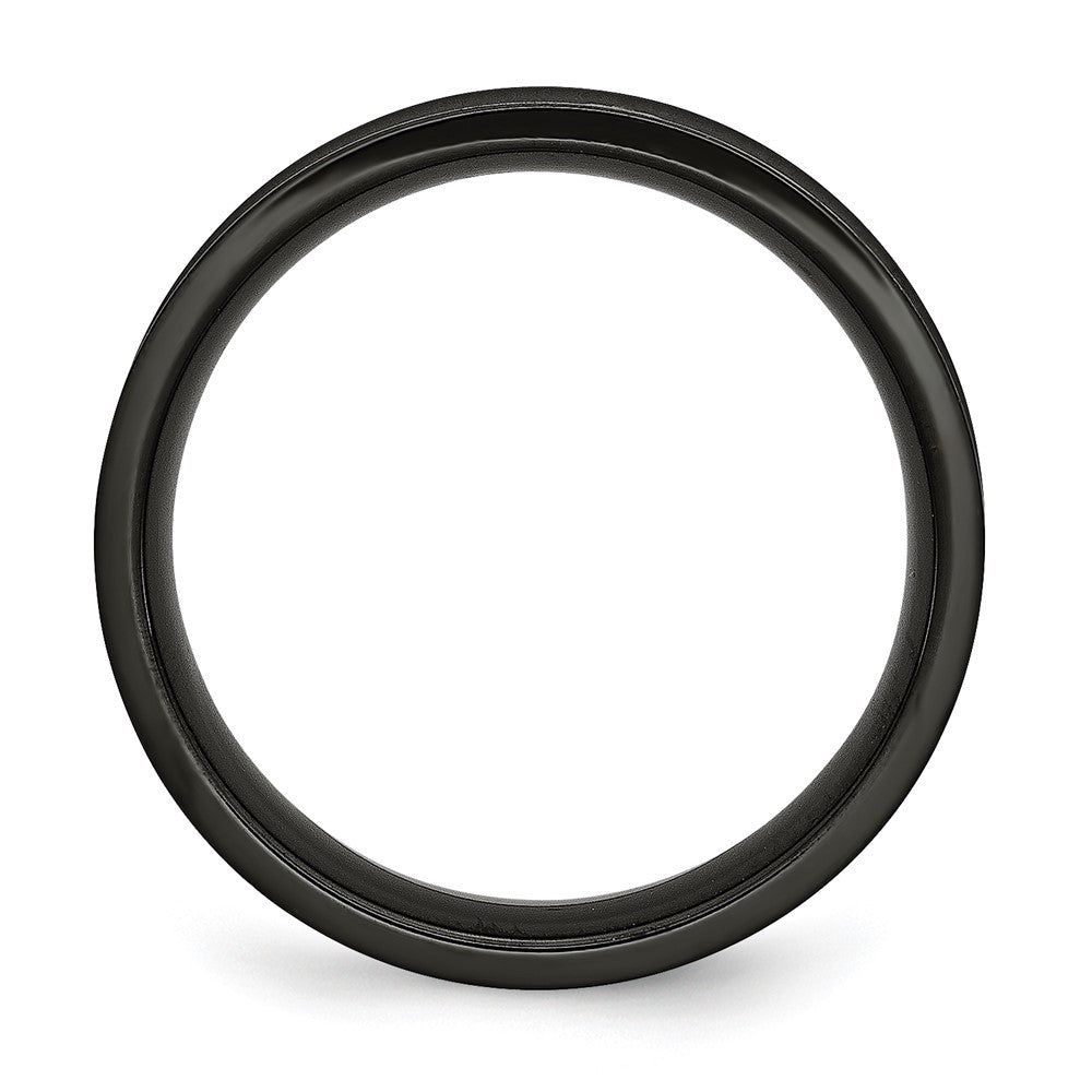 Chisel Stainless Steel Polished Black IP-plated Cross 6mm Concave Band