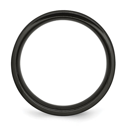 Chisel Stainless Steel Polished Black IP-plated Cross 6mm Concave Band