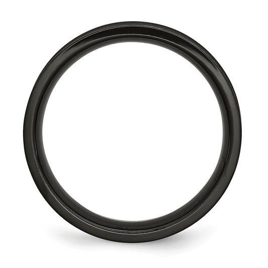 Chisel Stainless Steel Polished Black IP-plated Cross 6mm Concave Band