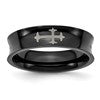 Chisel Stainless Steel Polished Black IP-plated Cross 6mm Concave Band