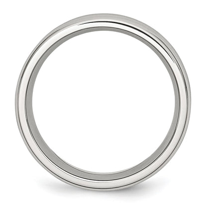 Chisel Stainless Steel Polished with Black Carbon Fiber Inlay 8mm Band