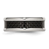Chisel Stainless Steel Polished with Black Carbon Fiber Inlay 8mm Band
