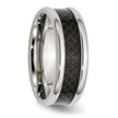Chisel Stainless Steel Polished with Black Carbon Fiber Inlay 8mm Band