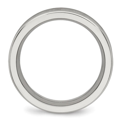 Chisel Stainless Steel Polished with CZ 7mm Band