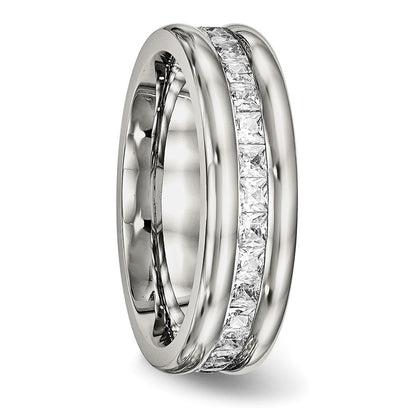 Chisel Stainless Steel Polished with CZ 7mm Band