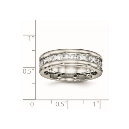 Chisel Stainless Steel Polished with CZ 7mm Band