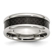 Chisel Stainless Steel Polished with Black Carbon Fiber Inlay 8mm Band