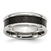 Chisel Stainless Steel Polished with Black Carbon Fiber Inlay 8mm Band
