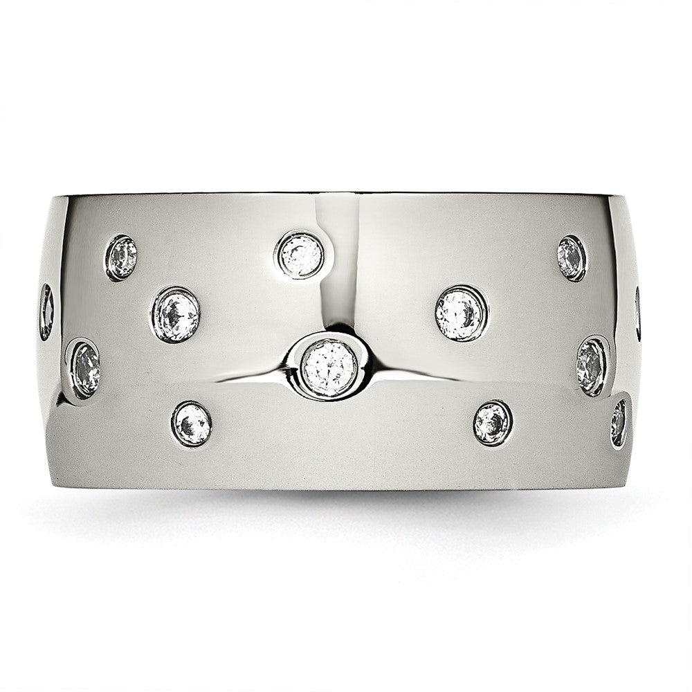 Chisel Stainless Steel Polished CZ 12mm Band