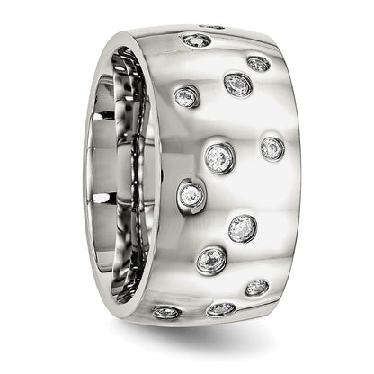 Chisel Stainless Steel Polished CZ 12mm Band