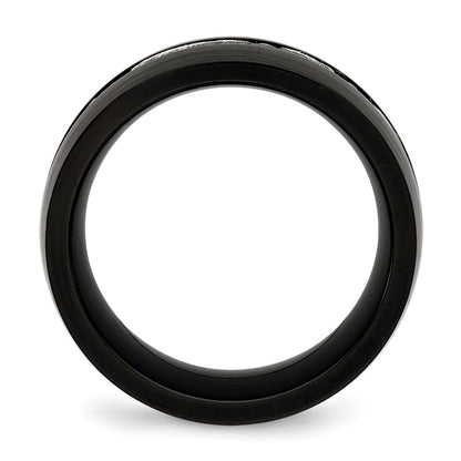 Chisel Stainless Steel Brushed and Polished Black IP-plated with CZ 10mm Band