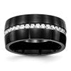 Chisel Stainless Steel Brushed and Polished Black IP-plated with CZ 10mm Band