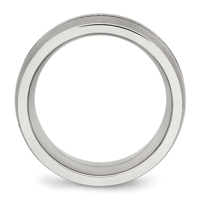 Chisel Stainless Steel Brushed and Polished with CZ 10mm Band