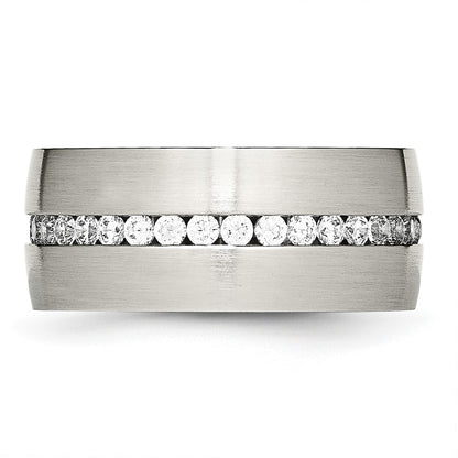 Chisel Stainless Steel Brushed and Polished with CZ 10mm Band