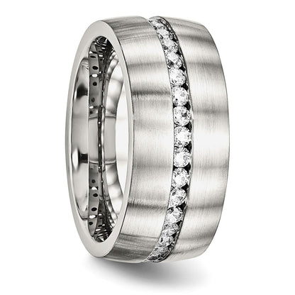 Chisel Stainless Steel Brushed and Polished with CZ 10mm Band