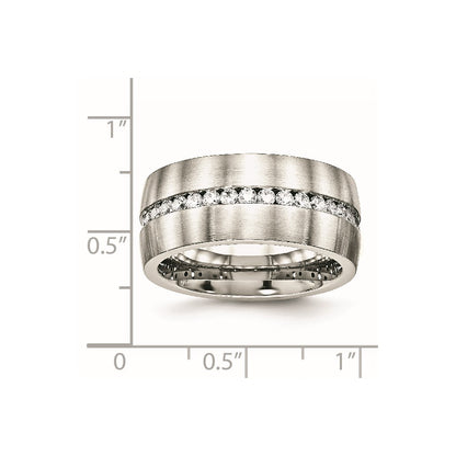 Chisel Stainless Steel Brushed and Polished with CZ 10mm Band