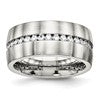 Chisel Stainless Steel Brushed and Polished with CZ 10mm Band