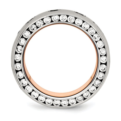 Chisel Stainless Steel Polished Rose IP-plated Inside with CZ Half Round 7mm Band