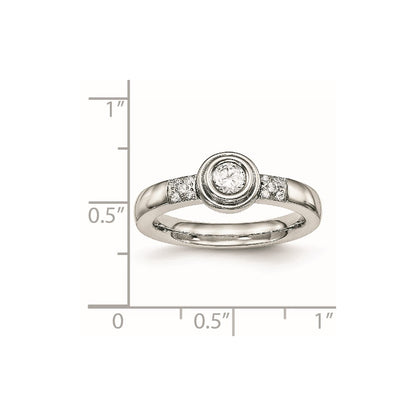 Chisel Stainless Steel Polished CZ Ring