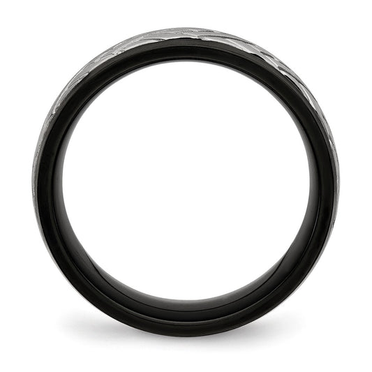 Chisel Stainless Steel Brushed Black IP-plated 8mm Grooved Band