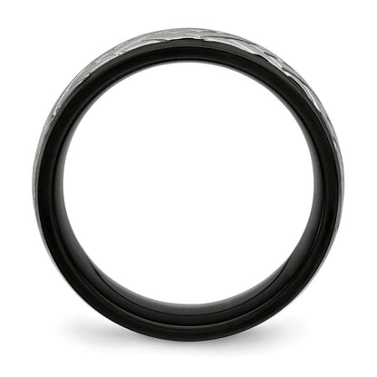 Chisel Stainless Steel Brushed Black IP-plated 8mm Grooved Band