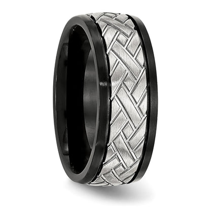 Chisel Stainless Steel Brushed Black IP-plated 8mm Grooved Band