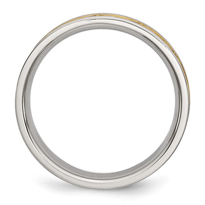 Chisel Stainless Steel Brushed Yellow IP-plated 6mm Grooved Band