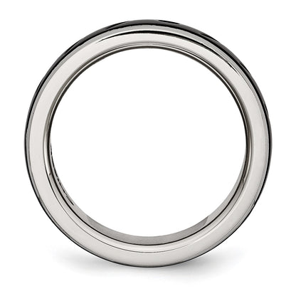 Chisel Stainless Steel Polished Black IP-plated 8mm Grooved Band
