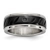 Chisel Stainless Steel Polished Black IP-plated 8mm Grooved Band