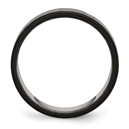 Chisel Stainless Steel Polished Black IP-plated Diamond-Cut 8mm Band