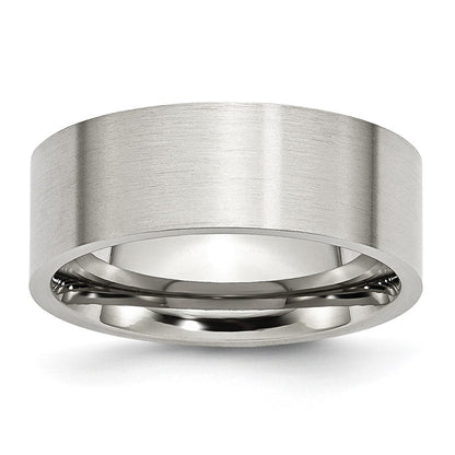 Chisel Stainless Steel Brushed 8mm Flat Band