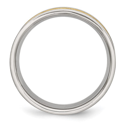 Chisel Stainless Steel Brushed Yellow IP-plated 8mm Grooved Band