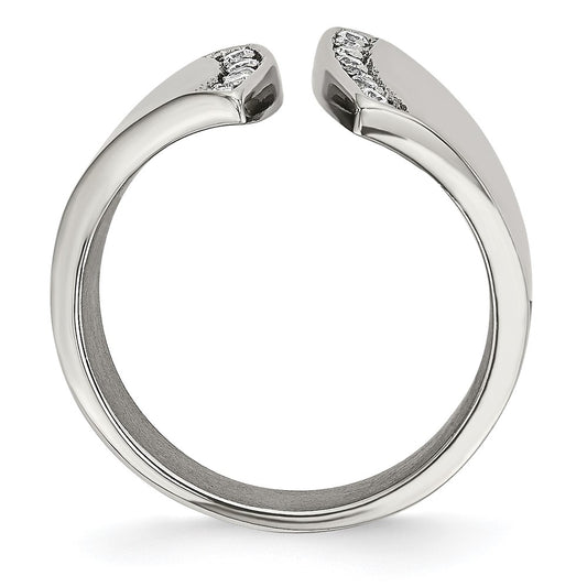 Chisel Stainless Steel Polished CZ Ring