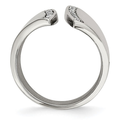 Chisel Stainless Steel Polished CZ Ring
