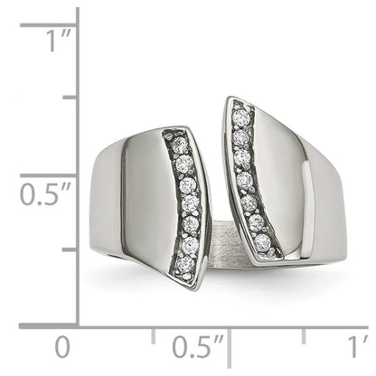 Chisel Stainless Steel Polished CZ Ring