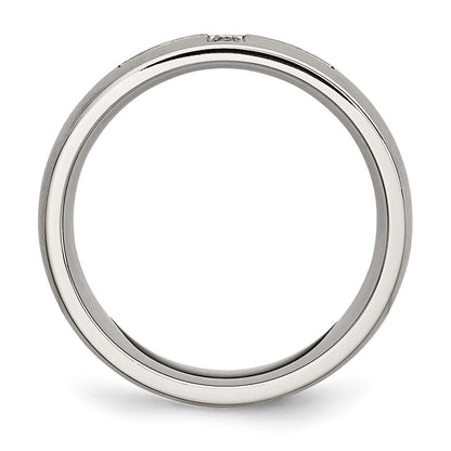 Chisel Stainless Steel Brushed with CZ Cross 7.75mm Band