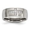 Chisel Stainless Steel Brushed with CZ Cross 7.75mm Band