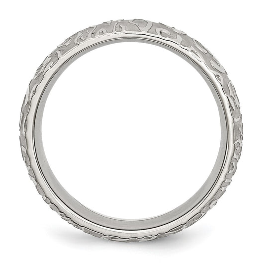 Chisel Stainless Steel Brushed and Polished Textured 8mm Band